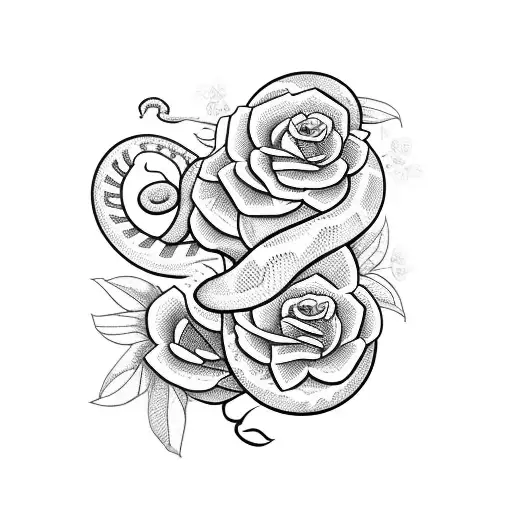 Snake With Flowers And A 19