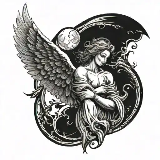 The Angel Covers With His Wing