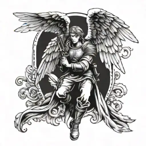 The Angel Protects The Soldier With His Wing