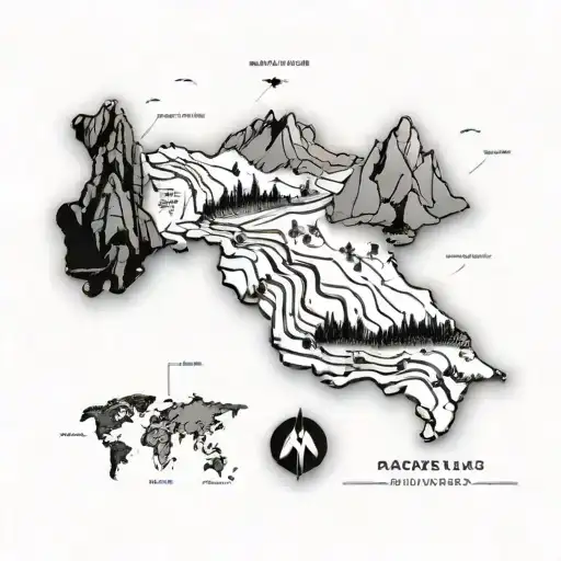 A Map Of Famous Hiking Trails With Marvel Superheroes Placed Along The Route