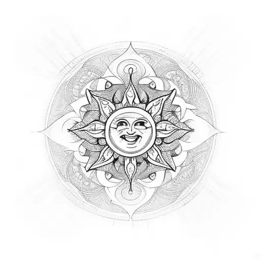 A Protective Sun Symbol Surrounded By A Geometric Mandala