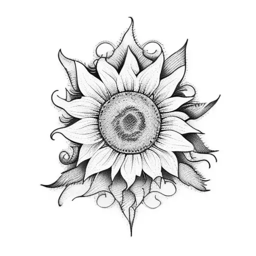 Small Village Church With A Sunflower