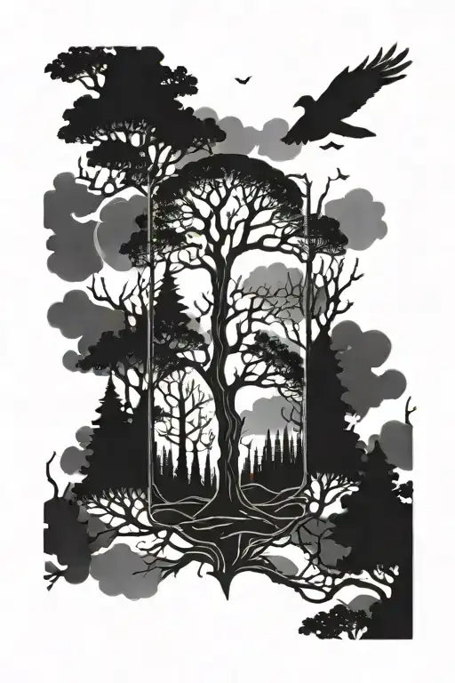 Black Wood Dark Trees Night Arm