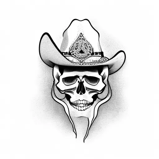Skull Moustache Cowboy