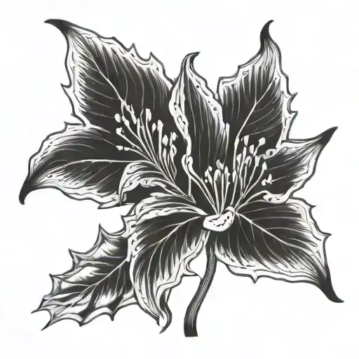 Lily Flower And Maple Leaf