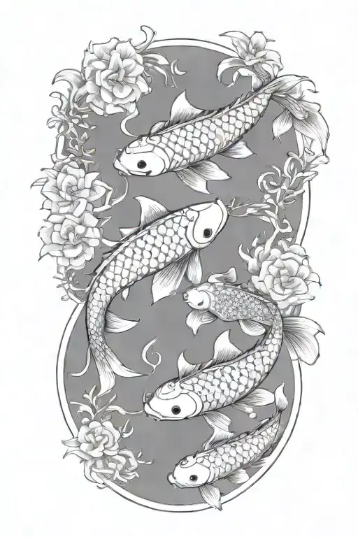 2 Koi Fish Swimming In A Circle