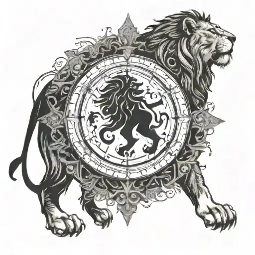 Lion Compass Family Initials Crest
