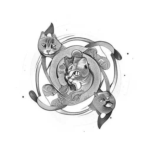 Ying Yang With Cat And Dog