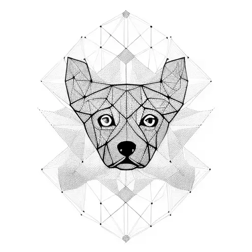 A Geometric Design Of Interconnected Computer Components Forming A Dog Silhouette