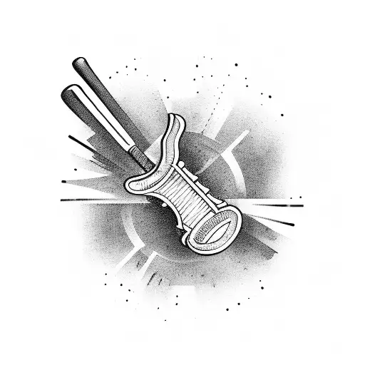 A Baseball Bat And Guitar Crossed Together