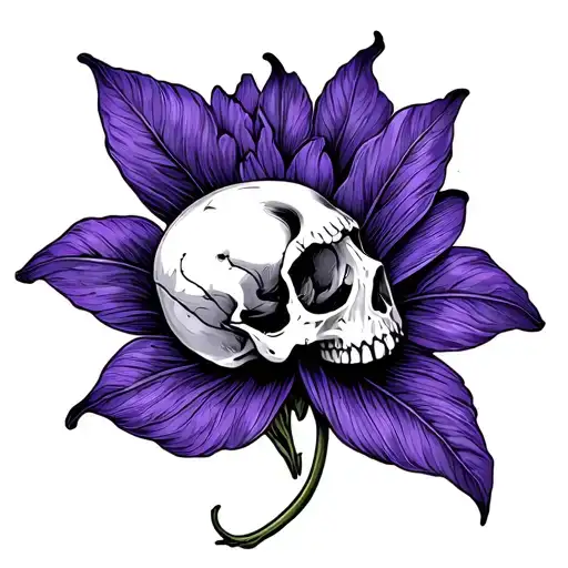 Purple Ginger Flower With A Bird Skull On A Petal