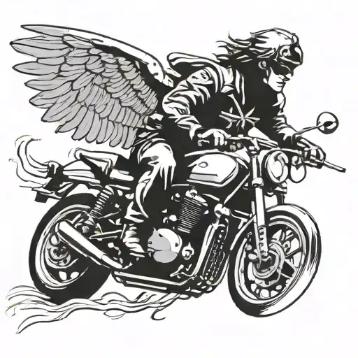 Moptorcycle Rider With Angel Wing Spread