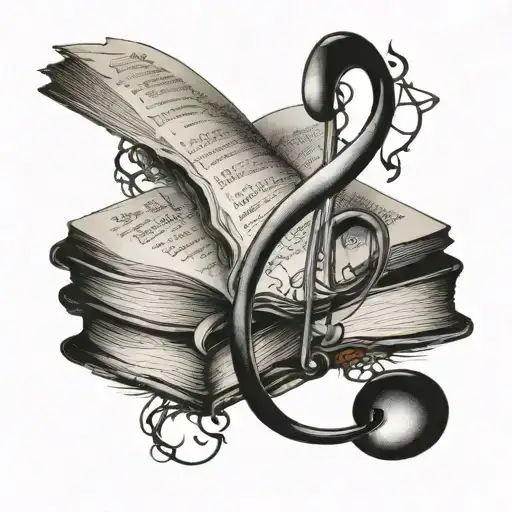 A Musical Note Intertwined With A Book Spine