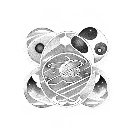 A Celestial Scene With Planets And Stars Forming The Shape Of An Ancient Hourglass