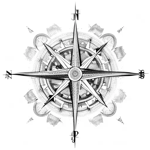 A Tribal-inspired Compass With Intricate Blackwork Detailing