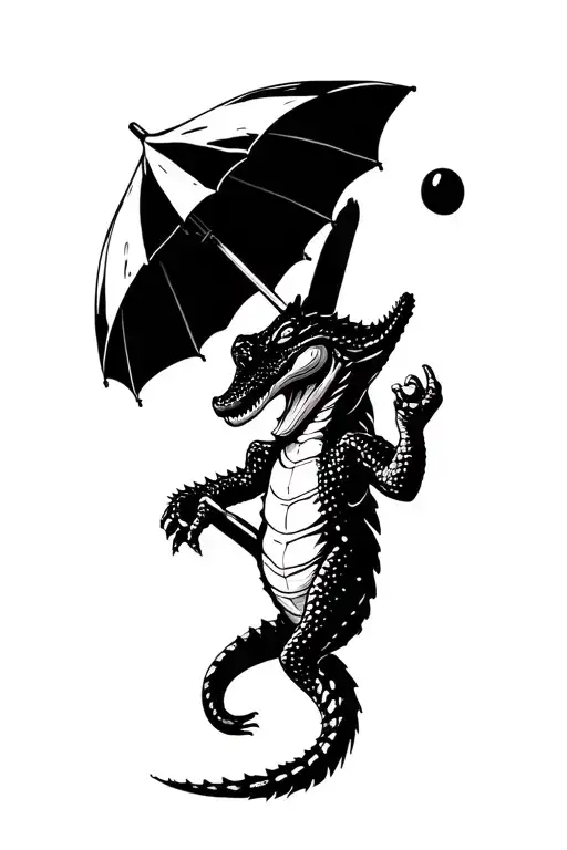 Crocodile That Holds An Umbrella
