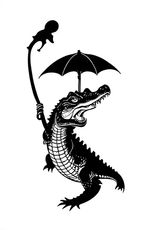 Crocodile That Holds An Umbrella