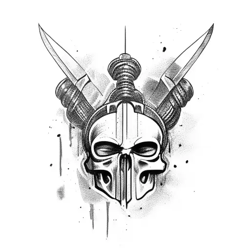 Spartan Carring Skulls On Spear