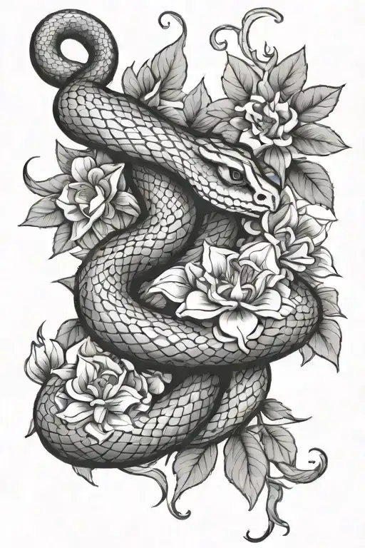 Full Snake In Flowers Coming