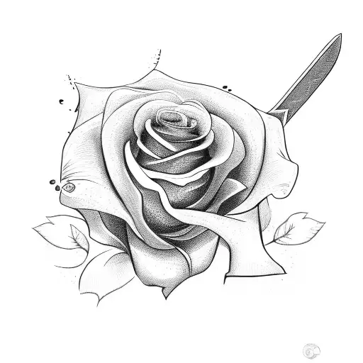 Rose With Sword Going Through The Middle