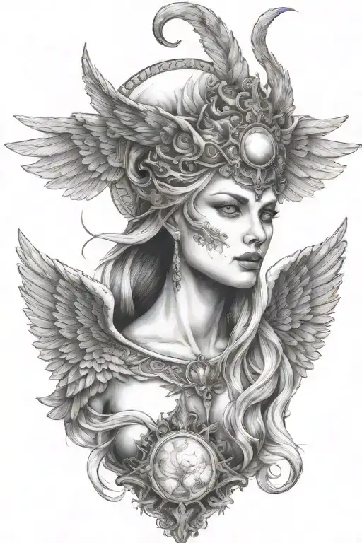 Freya Norse Goddes Bust With Wing Fused Full Moon