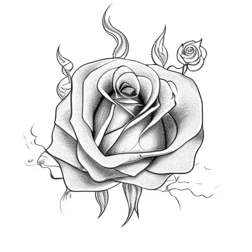Long Stemed Rose With Fire Emoji On A Leaf
