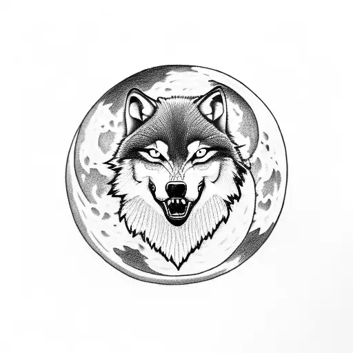 A Majestic Wolf Howling At The Moon With Harry Potter's Glasses Incorporated Into The Design