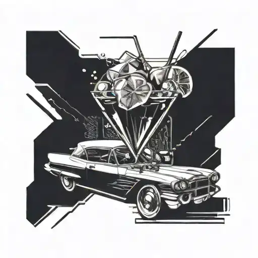 A Sleek And Futuristic Car Merging With A Classic Cocktail Glass Design