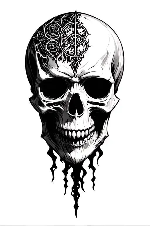 Occultism Symbologies Demonic Full Black Creapy No Skull Hollow