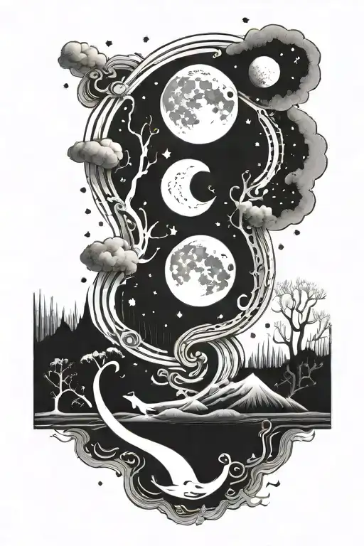 Animated Choosing A Path Leading Towards The Moon Surrounded