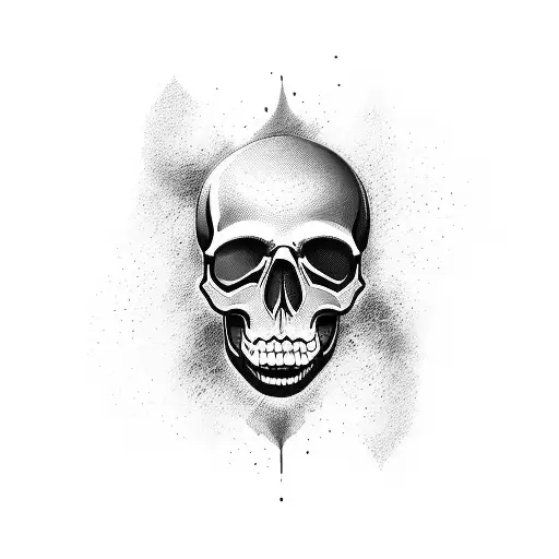 Realistic Skull That Fades Into A Lake Scene