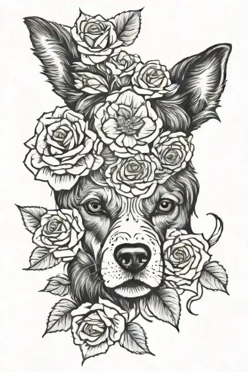 Dog And Roses