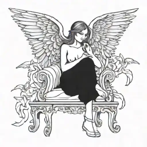 Angel Sitting On Throne Made Of Angels