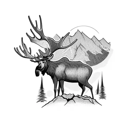 A Majestic Moose Standing On A Mountain Peak