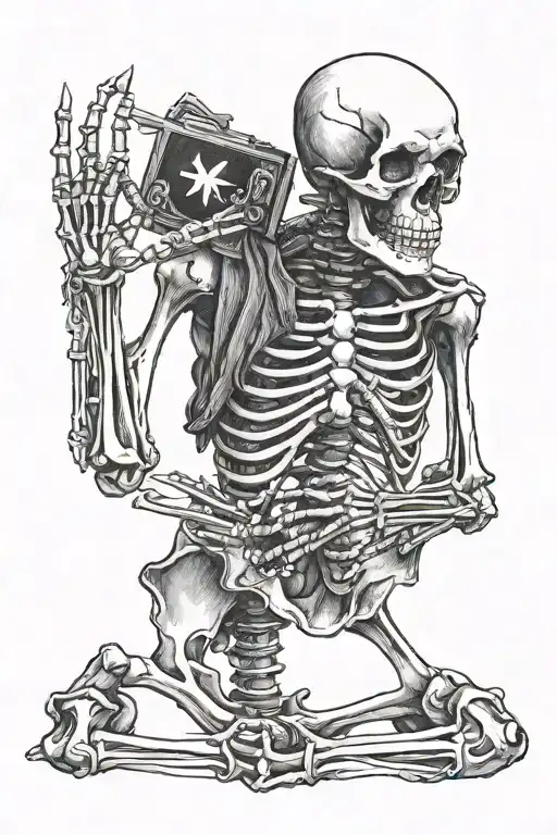 Skeleton Holding Ok Sign