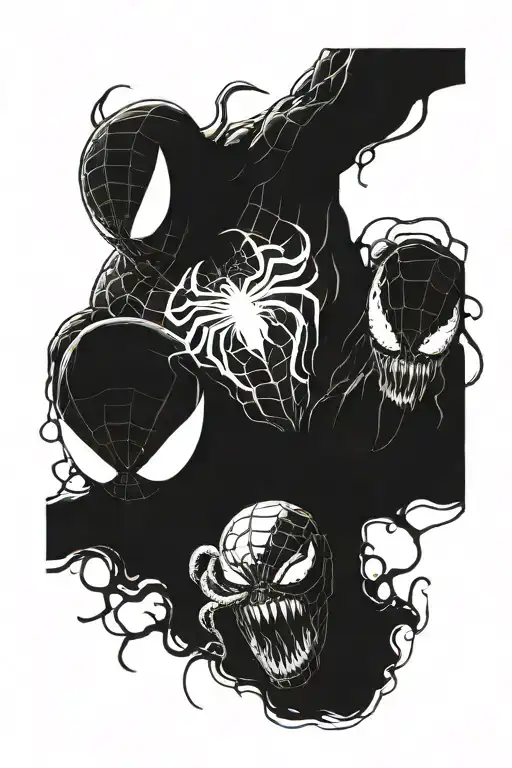 Spider-man And Venom Mixing It Up