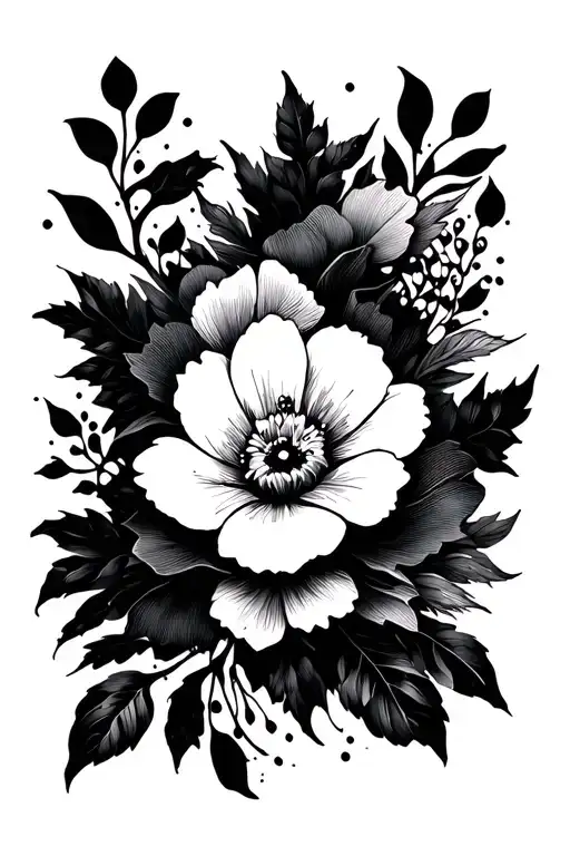 Negative Space Black Work Floral Sleeve