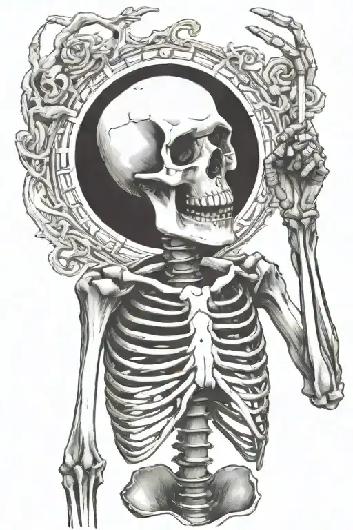 Skeleton Holding Ok Sign And Cigarette