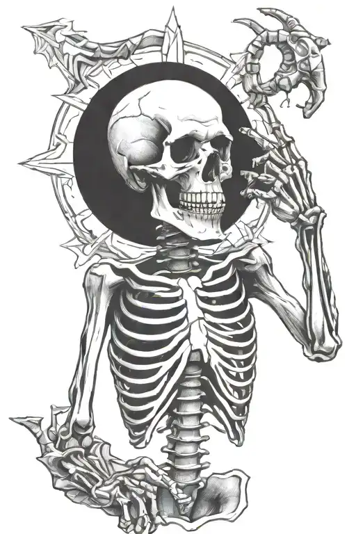 Skeleton Holding Ok Sign