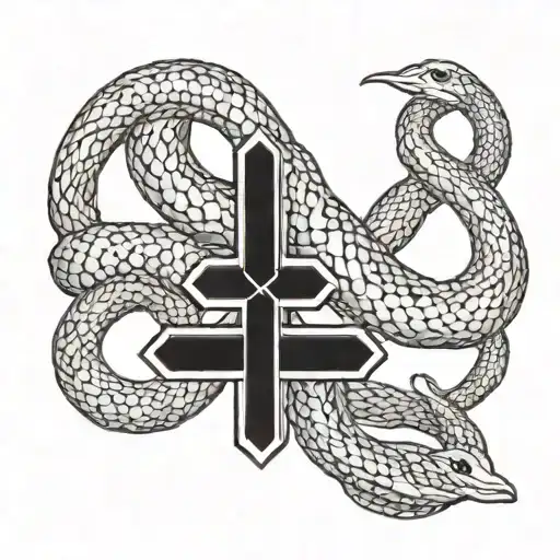 Cross With Snake Wrapped