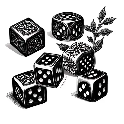 Dice Classic Look With 5 And 5 On Each