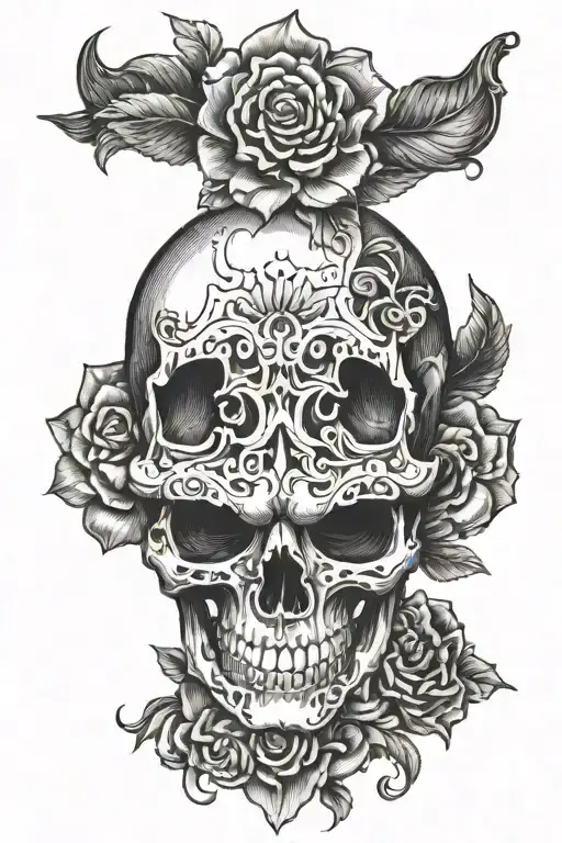 Skull With At