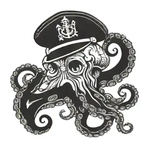 Octopus With Yacht Captain Anchor