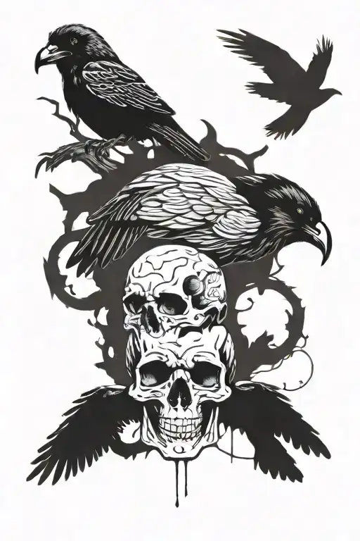 Small Skulls And Raven