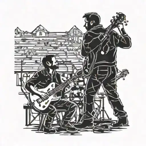 Silhouette Of A Father And His Son At A Rock Concert