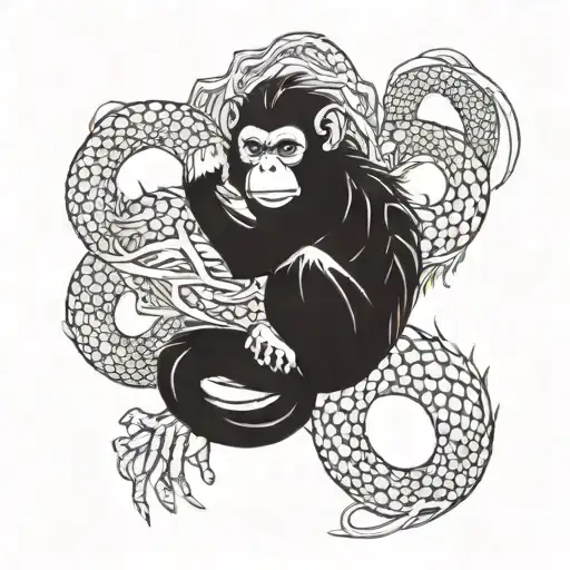 Monkey And Dragon Intertwined