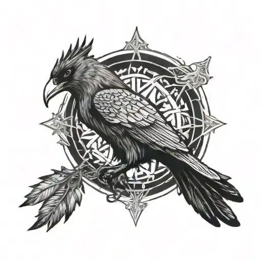 Odin With Ravens Huginn And Muninn