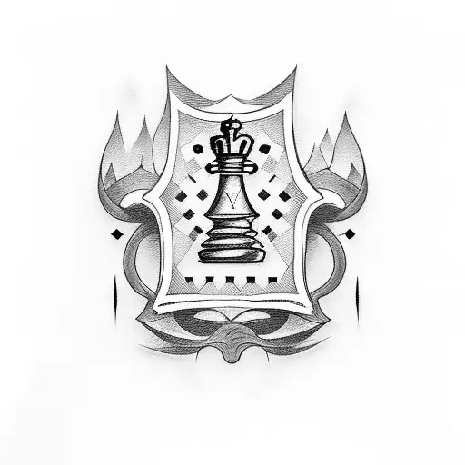 Business-related Tattoo With A Chessboard And A Dagger