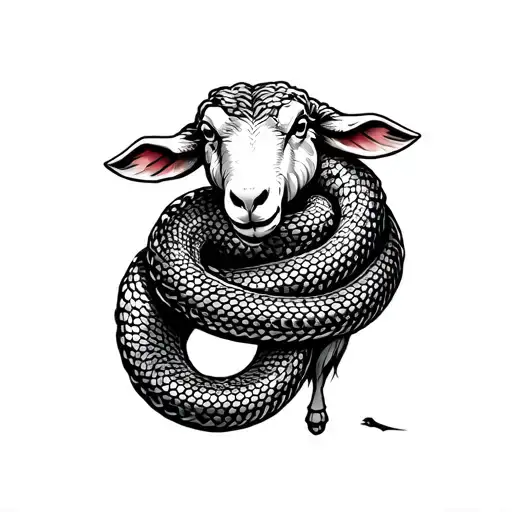Snake Wrapped Around Sheep