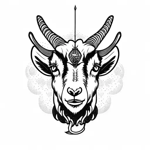 Old School Style Goat And Zeppelin With Nature